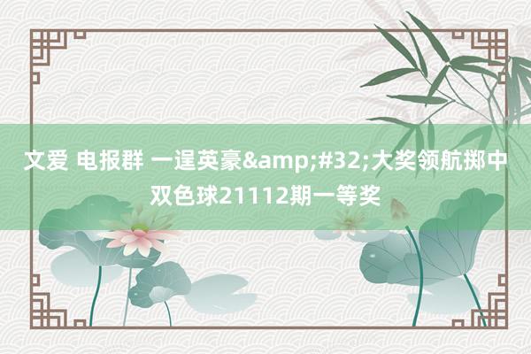 文爱 电报群 一逞英豪&#32;大奖领航掷中双色球21112期一等奖